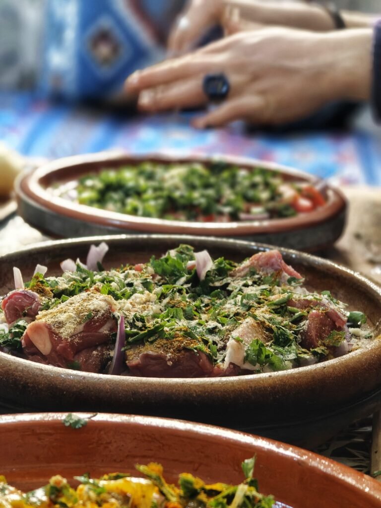 local Moroccan tagine being cooked during a local cooking class in Essaouira